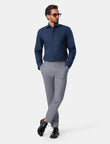 Pelham Admiral Heather Easy-Iron Twill Shirt - navy classic fit styled outfit - OTAA