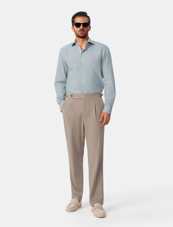 Henley Emerald Stripe Non-Iron Poplin Shirt