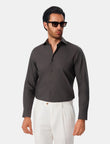 Blackwood Charcoal Heather Easy-Iron Twill Shirt - charcoal grey styled outfit - OTAA