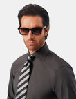 Blackwood Charcoal Heather Easy-Iron Twill Shirt - styled on model, charcoal heather - OTAA