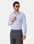 Paxton Sapphire Stripe Non-Iron Poplin Shirt - sapphire stripe shirt additional view - OTAA