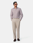 Hartwell Cognac Stripe Non-Iron Poplin Shirt - cognac stripe shirt lifestyle - OTAA