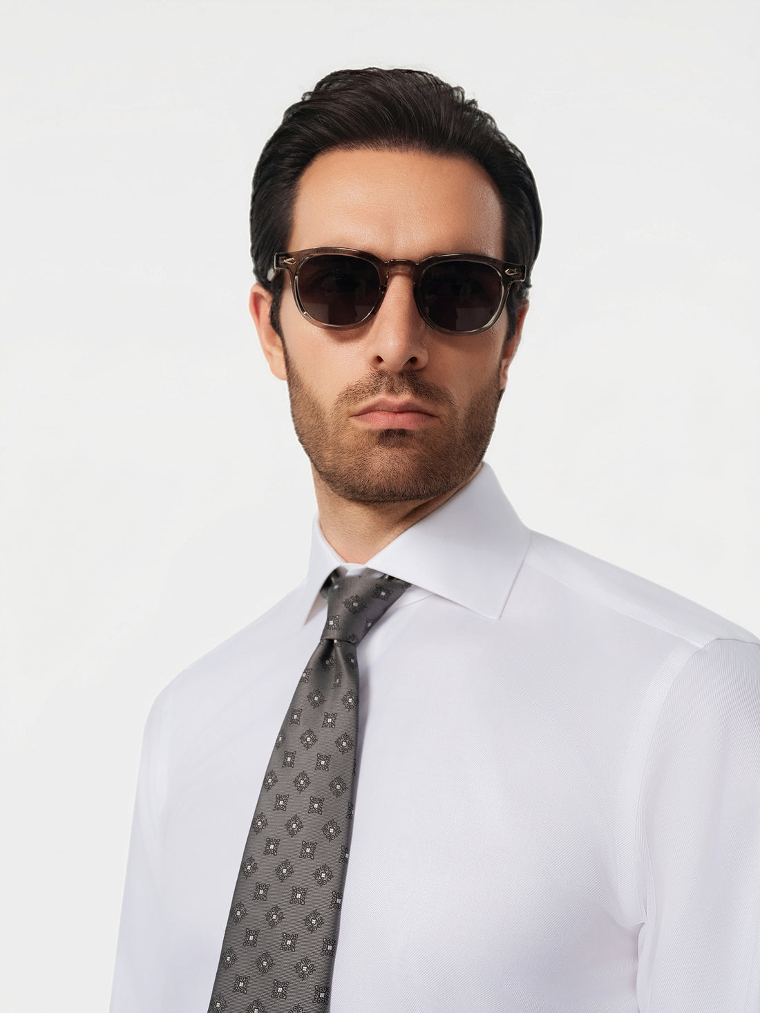 Windsor Royal White Non-Iron Dobby Shirt - white classic fit styled outfit - OTAA