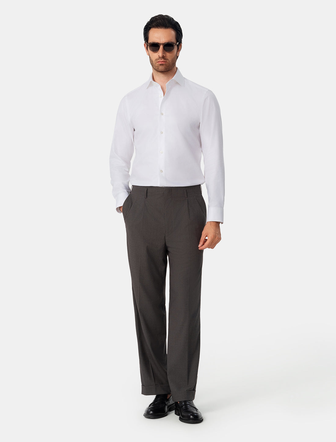 Windsor Royal White Non-Iron Dobby Shirt - white shirt lifestyle - OTAA