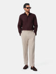 Carlisle Espresso Non-Iron Oxford Shirt - model detail, espresso oxford weave - OTAA