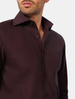 Carlisle Espresso Non-Iron Oxford Shirt - espresso oxford worn detail - OTAA
