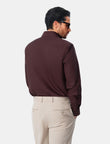 Carlisle Espresso Non-Iron Oxford Shirt - espresso oxford weave detail - OTAA