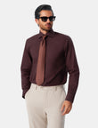 Carlisle Espresso Non-Iron Oxford Shirt - espresso brown styled outfit - OTAA