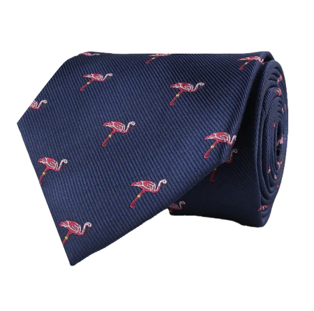 Navy Pink Flamingo tie