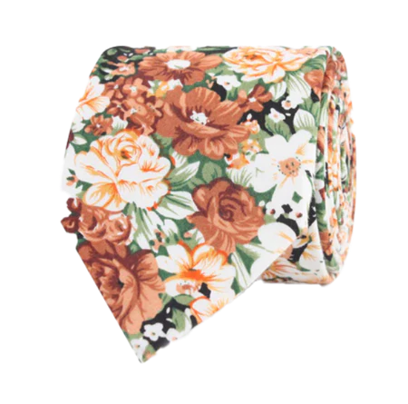 San Pietro Orange Floral tie