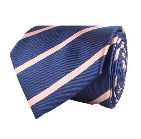 Navy Blue with Peach Stripes tie