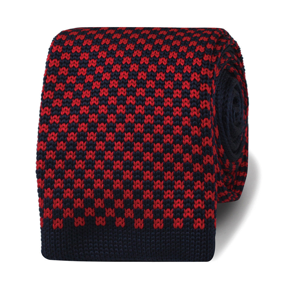 Bill the Butcher Black & Red Check Knitted Tie