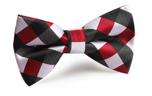 White Black Maroon Checkered Bow Tie