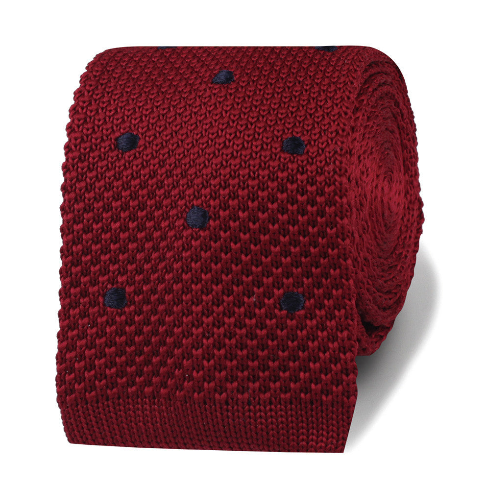 Connery Maroon Polkadot Knitted Tie