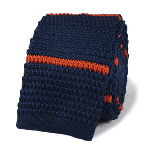 Santoro Navy Blue with Orange Striped Knitted Tie