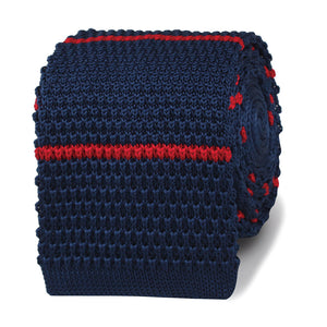 Landa Navy Blue with Red Stripes Knitted Tie