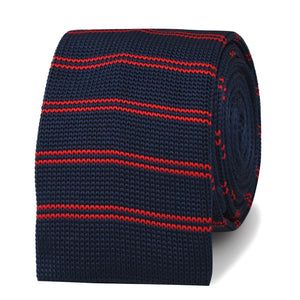 Lester Navy Blue with Red Striped Knitted Tie