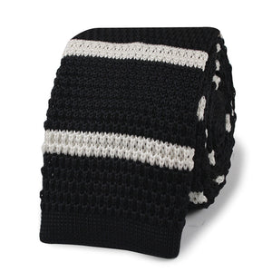 DuVall Black with White Stripes Knitted Tie