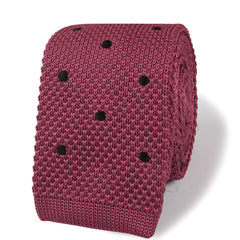 Rose Pink with Black Polkadots Knitted Tie