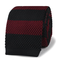 Del Toro Black & Burgundy Striped Knitted Tie