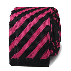 Mr Rhames Black & Pink Striped Knitted Tie