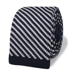Pulaski Navy Blue Striped Knitted Tie