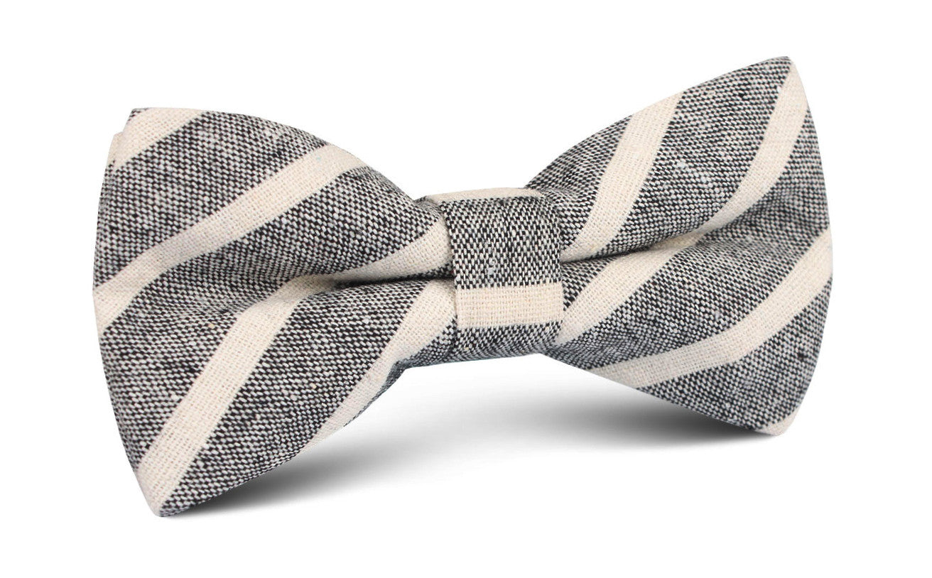 Adana Black Chalk Stripe Linen Bow Tie