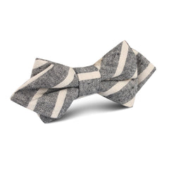 Adana Black Chalk Stripe Linen Diamond Bow Tie