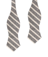 Adana Black Chalk Stripe Linen Diamond Self Bow Tie