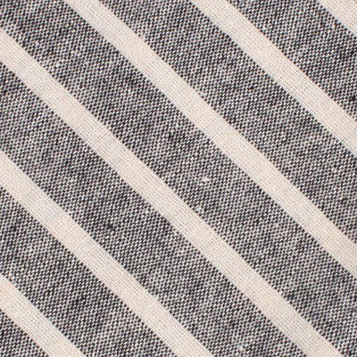 Adana Black Chalk Stripe Linen Fabric Skinny Tie