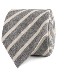 Adana Black Chalk Stripe Linen Necktie