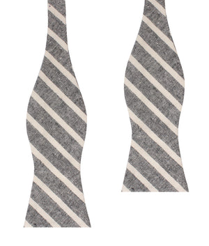 Adana Black Chalk Stripe Linen Self Bow Tie