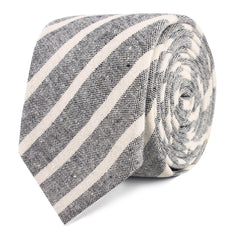 Adana Black Chalk Stripe Linen Slim Tie
