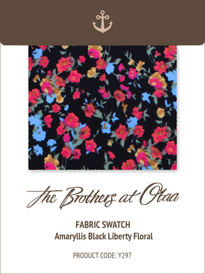 Fabric Swatch (Y297) - Amaryllis Black Liberty Floral