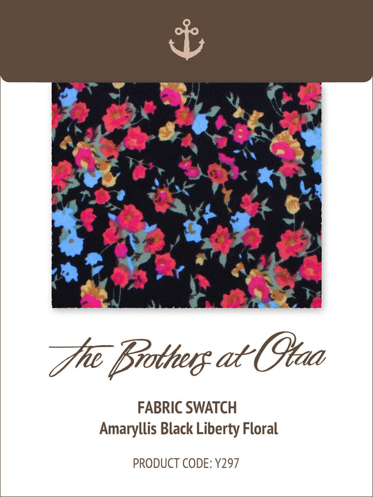 Fabric Swatch (Y297) - Amaryllis Black Liberty Floral