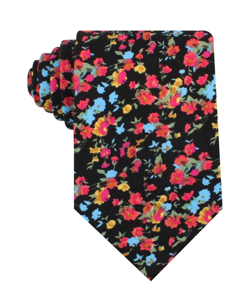 Amaryllis Black Liberty Floral Necktie