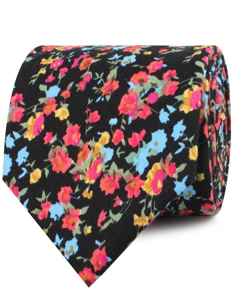 Amaryllis Black Liberty Floral Neckties