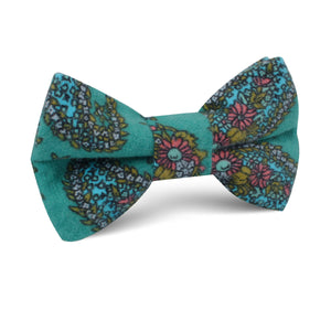 Amer Fort Teal Paisley Kids Bow Tie