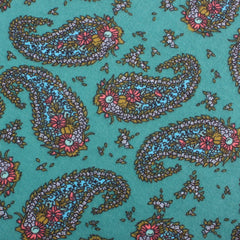 Amer Fort Teal Paisley Necktie Fabric