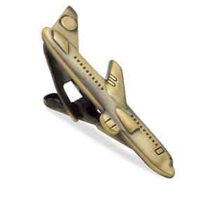 Antique Brass Airplane Tie Bar
