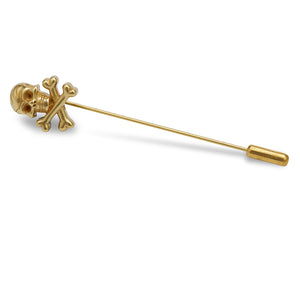 Antique Gold Skull and Crossbones Lapel Pin