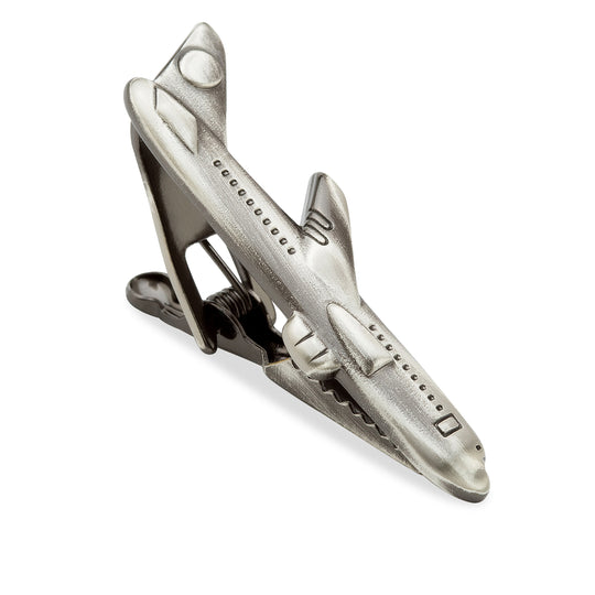 Antique Silver Airplane Tie Bar