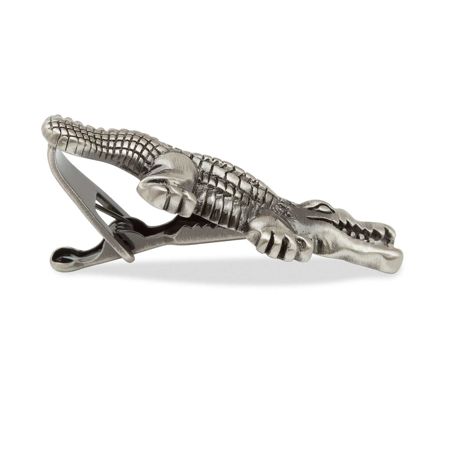 Antique Silver Irwin Crocodile Tie Bars