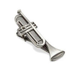Antique Silver Trumpet Tie Bar