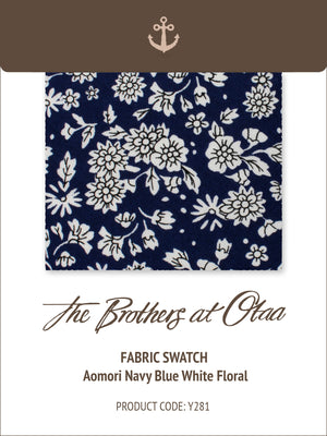 Fabric Swatch (Y281) - Aomori Navy Blue White Floral