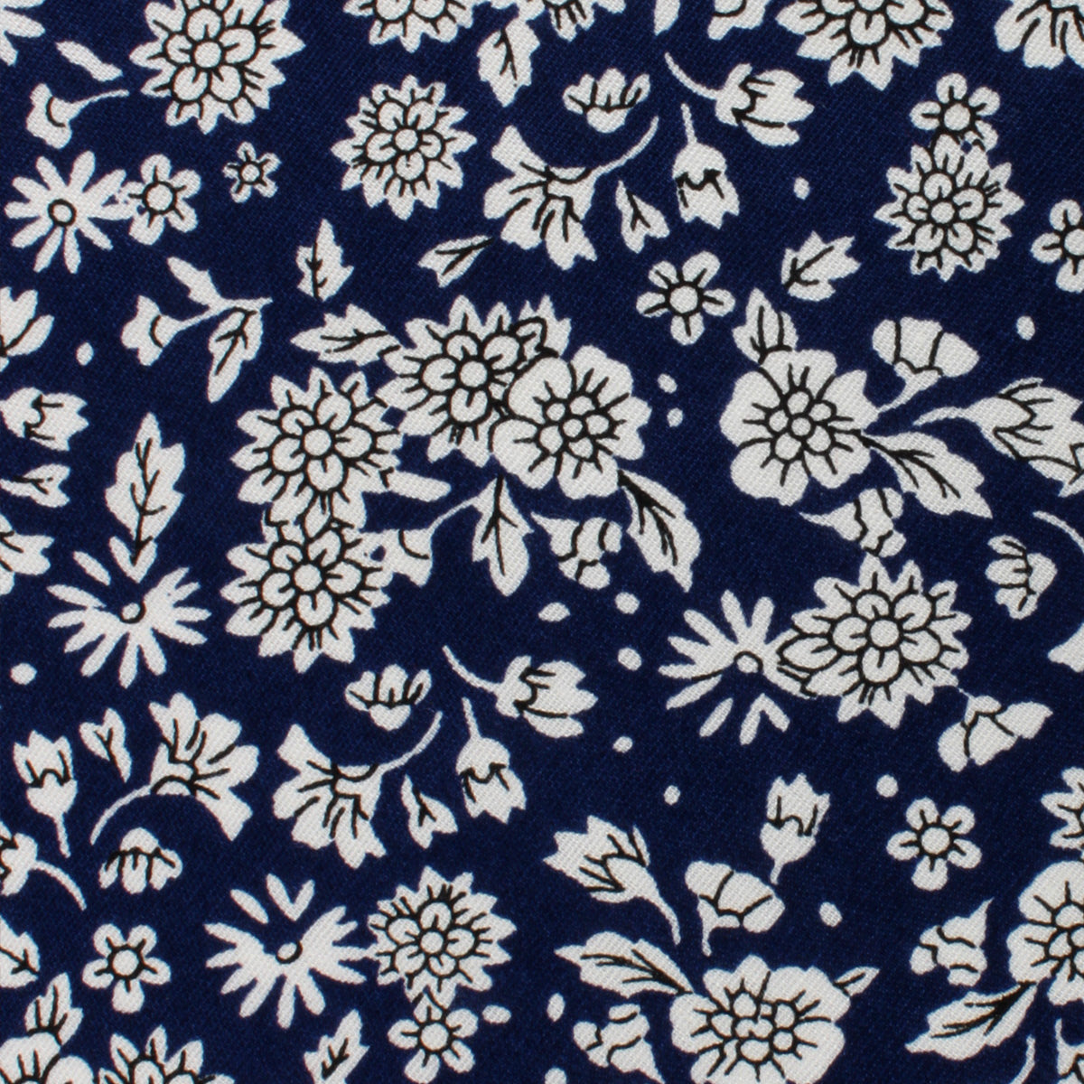 Aomori Navy Blue White Floral Pocket Square Fabric