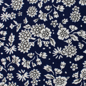 Aomori Navy Blue White Floral Pocket Square