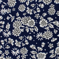 Aomori Navy Blue White Floral Fabric Swatch