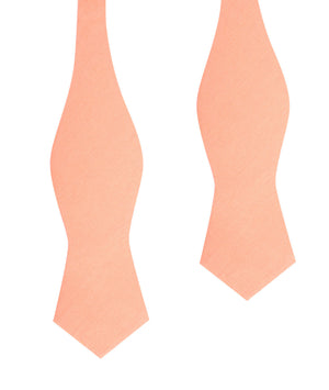 Apricot Peach Slub Linen Self Tie Diamond Tip Bow Tie