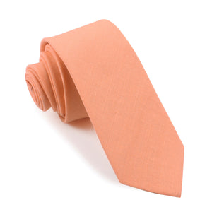 Apricot Peach Slub Linen Skinny Tie